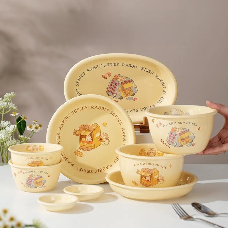 Fashionable Retro Creamy Rabbit Children's Ceramic Dining Set Bowl Plate Cartoon Animation Design Enhanced Porcelain Bowl
Fashionable Retro Creamy Rabbit Children's Ceramic Dining Set Bowl Plate Cartoon Animation Design Enhanced Porcelain Bowl