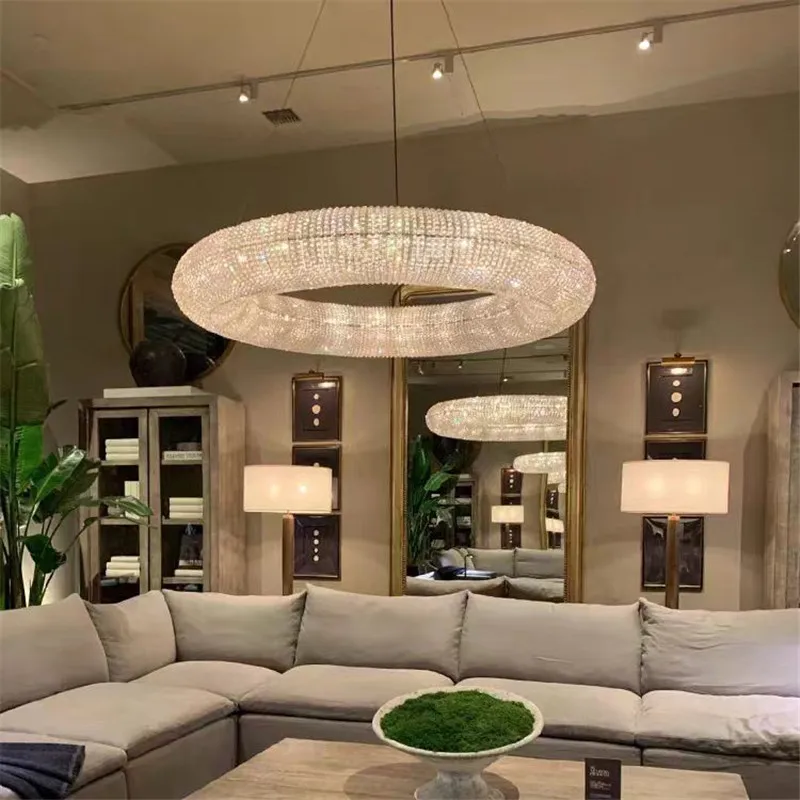 Люстра Halo, роскошные светодиодные подвесные светильники с хрустальным кольцом K9, подвесной светильник для гостиной, большой подвесной светильник, декор, светильник для внутреннего освещения
Люстра Halo, роскошные светодиодные подвесные светильники с хрустальным кольцом K9, подвесной светильник для гостиной, большой подвесной светильник, декор, светильник для внутреннего освещения