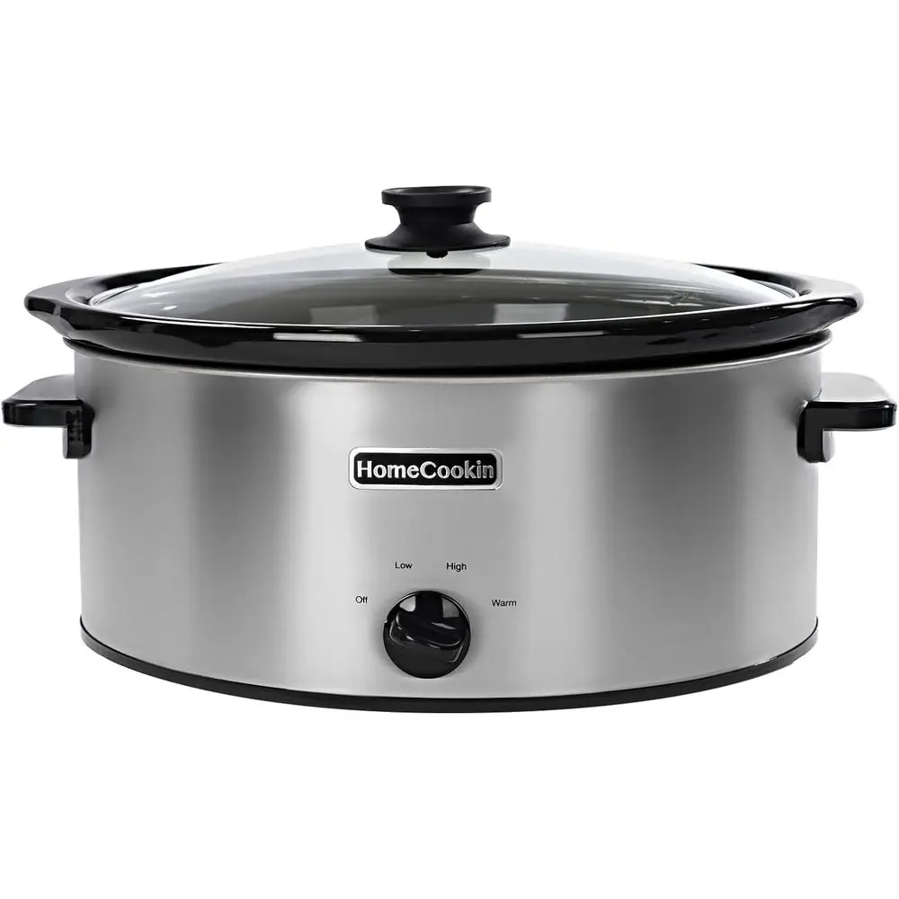 Oval 8-Quart Slow Cooker with 3 Settings, Stainless Steel, Warmer Function
Oval 8-Quart Slow Cooker with 3 Settings, Stainless Steel, Warmer Function