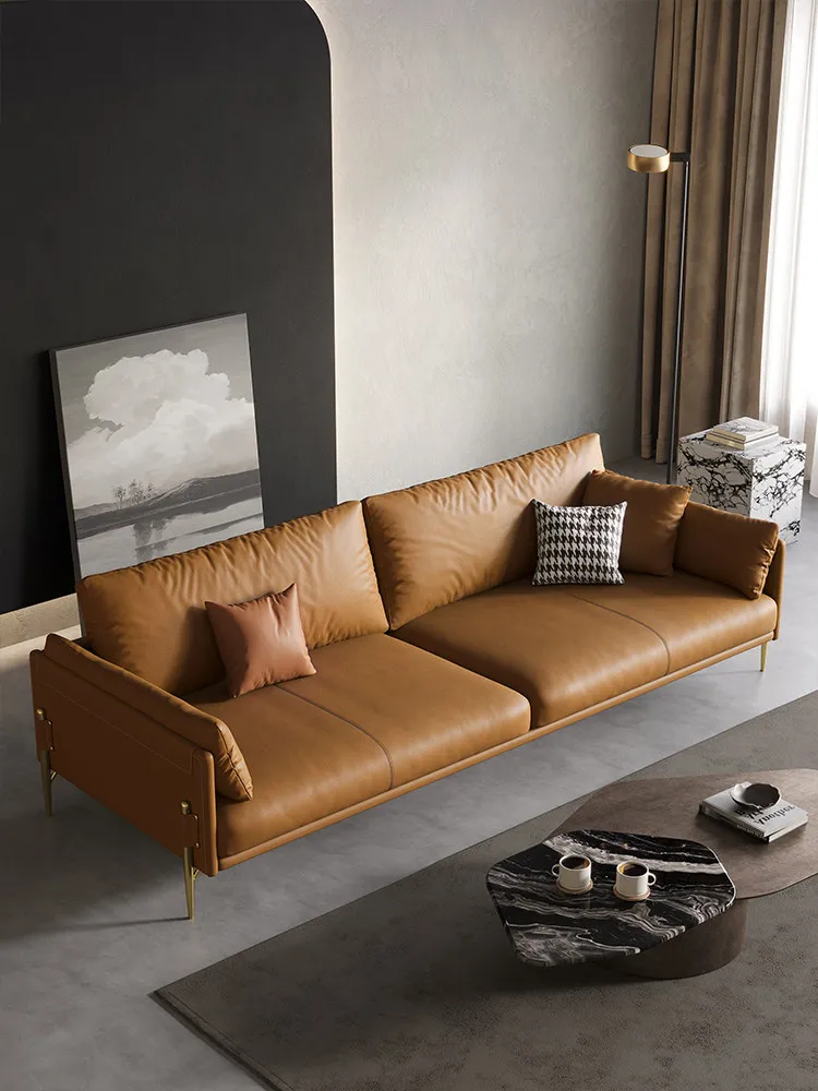 #% Sofa Top-grade Genuine Leather Italian-style Light Luxury Modern Minimalist Design Orange For Small Living Rooms KGSF009
#% Sofa Top-grade Genuine Leather Italian-style Light Luxury Modern Minimalist Design Orange For Small Living Rooms KGSF009