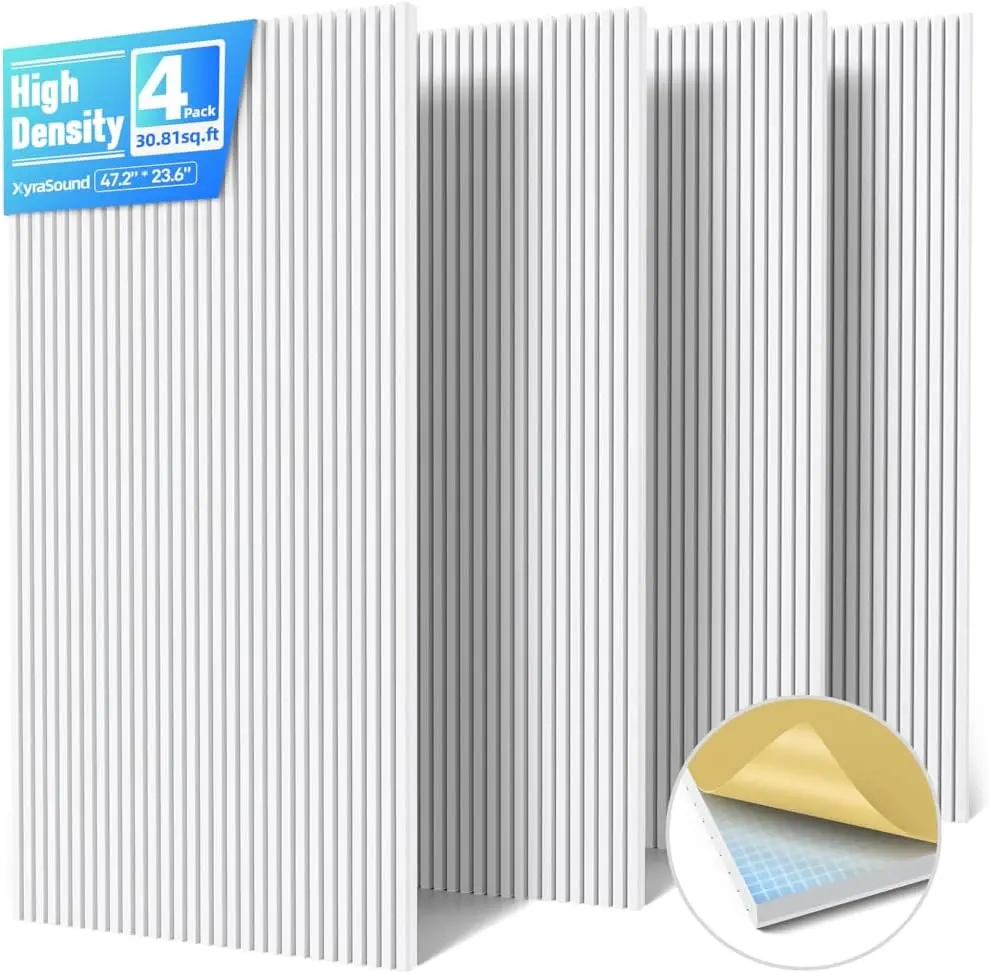 4 Pack Large Acoustic Panels Sound Absorbing with Self-Adhesive, 47.2x23.6x0.36in High Density Foam for Walls, 3D Vertical Wall
4 Pack Large Acoustic Panels Sound Absorbing with Self-Adhesive, 47.2x23.6x0.36in High Density Foam for Walls, 3D Vertical Wall