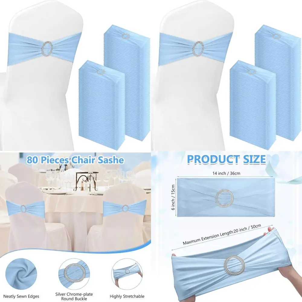 150-Piece Spandex Chair Sashes with Buckle Sliders for Weddings, Parties, and Banquets - Sky Blue
150-Piece Spandex Chair Sashes with Buckle Sliders for Weddings, Parties, and Banquets - Sky Blue