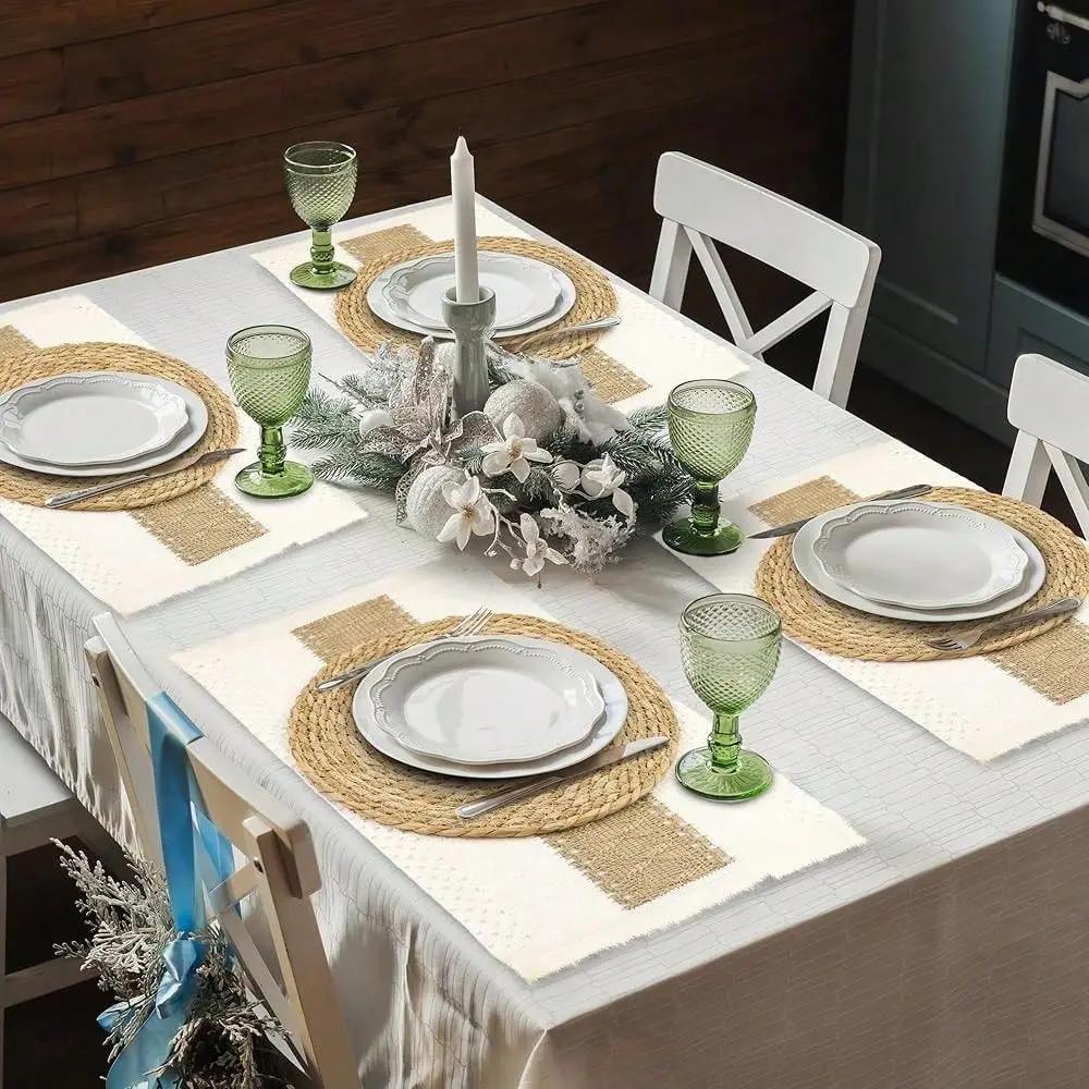 Handmade Boho Placemats Natural Cotton Burlap Table Mats, 12 Rectangle With Tassel 12 Round Bulrush Placemats Farmhouse Weave P
Handmade Boho Placemats Natural Cotton Burlap Table Mats, 12 Rectangle With Tassel 12 Round Bulrush Placemats Farmhouse Weave P