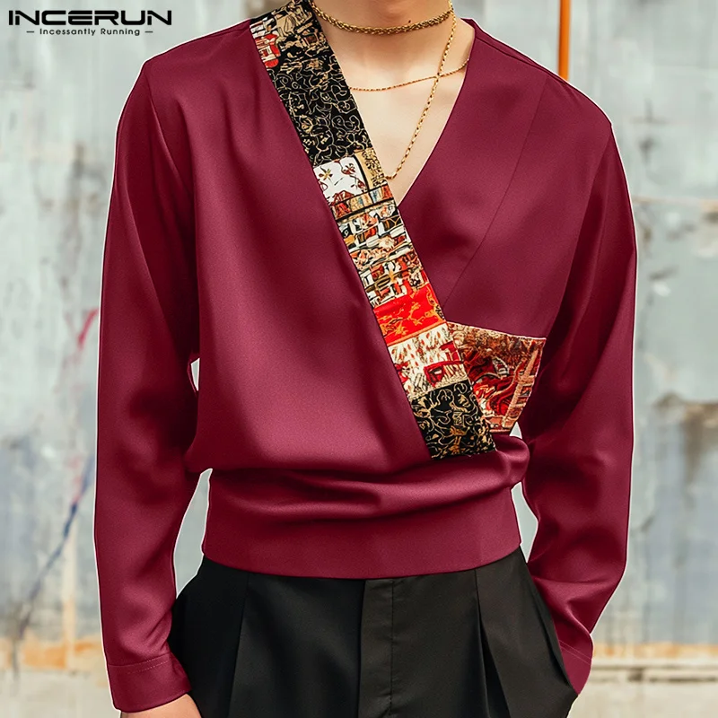 INCERUN Long Sleeve Tops Print Patchwork Men T-Shirts Summer Spring Streetwear Vintage V Neck Tops Tee Oversize Men's Clothing
INCERUN Long Sleeve Tops Print Patchwork Men T-Shirts Summer Spring Streetwear Vintage V Neck Tops Tee Oversize Men's Clothing