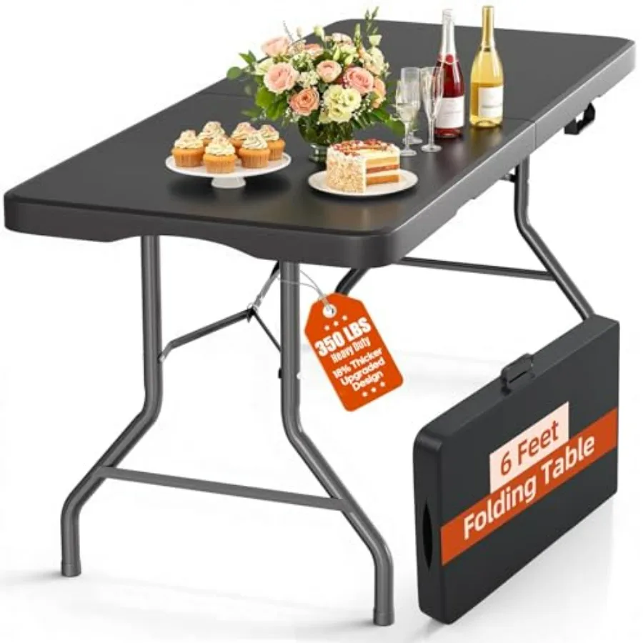 Folding Table for Indoor Outdoor Party Events, HDPE Waterproof Top, Black, 18 Thicker Heavy Duty 350 LBS Capacity with Reinforc
Folding Table for Indoor Outdoor Party Events, HDPE Waterproof Top, Black, 18 Thicker Heavy Duty 350 LBS Capacity with Reinforc