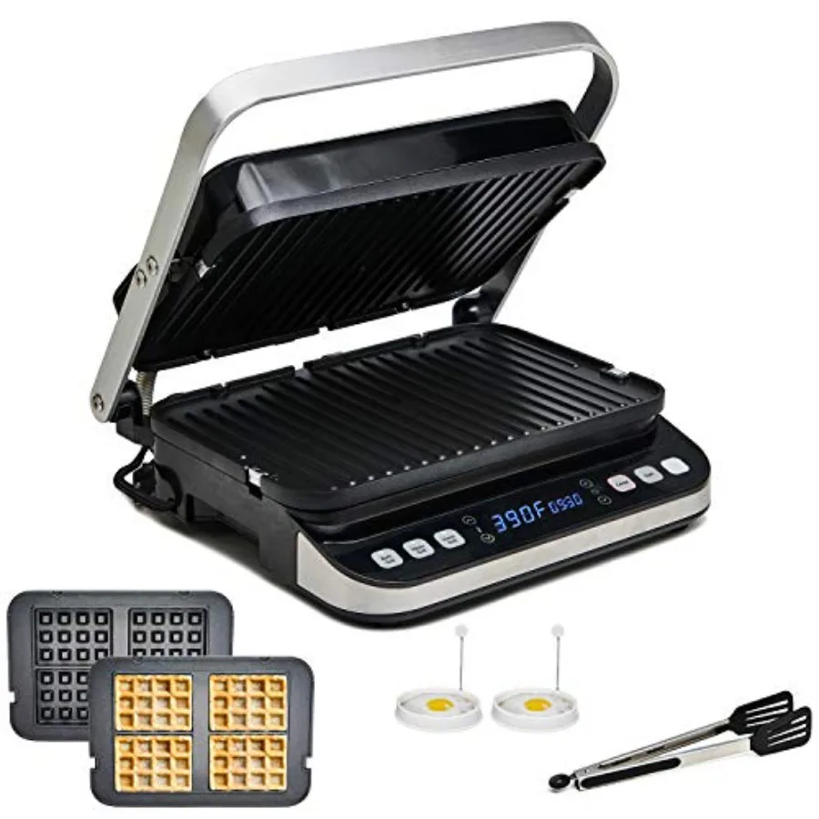 Indoor grill for home cooking, stainless steel, black, 6-in-1 multifunctional with deluxe accessory kit
Indoor grill for home cooking, stainless steel, black, 6-in-1 multifunctional with deluxe accessory kit
