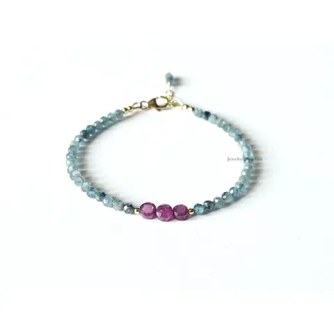 Sapphire and ruby bead bracelets