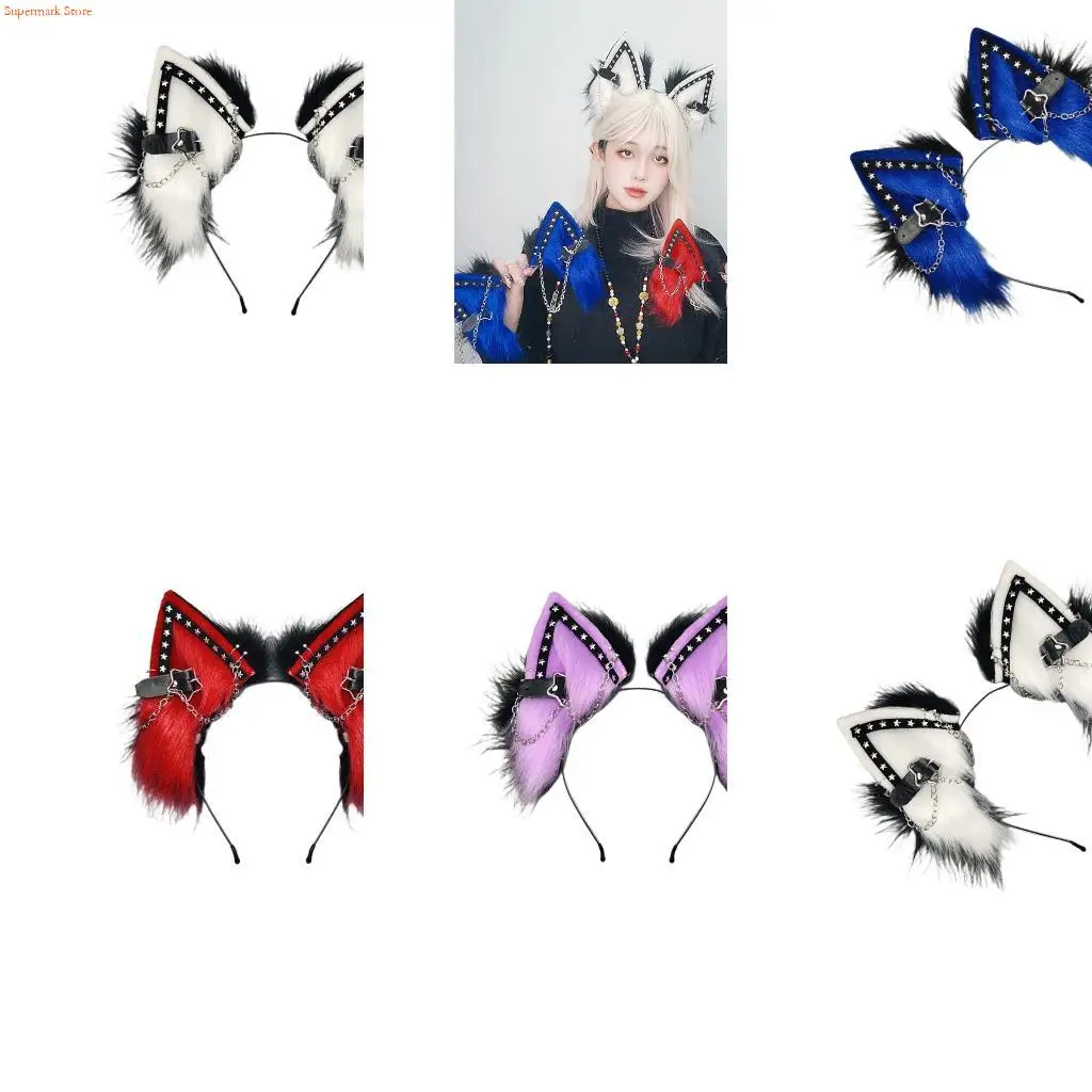 Q5WE стильная повязка для волос с ушками животных и гибким дизайном, декорации в виде звездной цепи для женщин и девочек, одежда
Q5WE стильная повязка для волос с ушками животных и гибким дизайном, декорации в виде звездной цепи для женщин и девочек, одежда