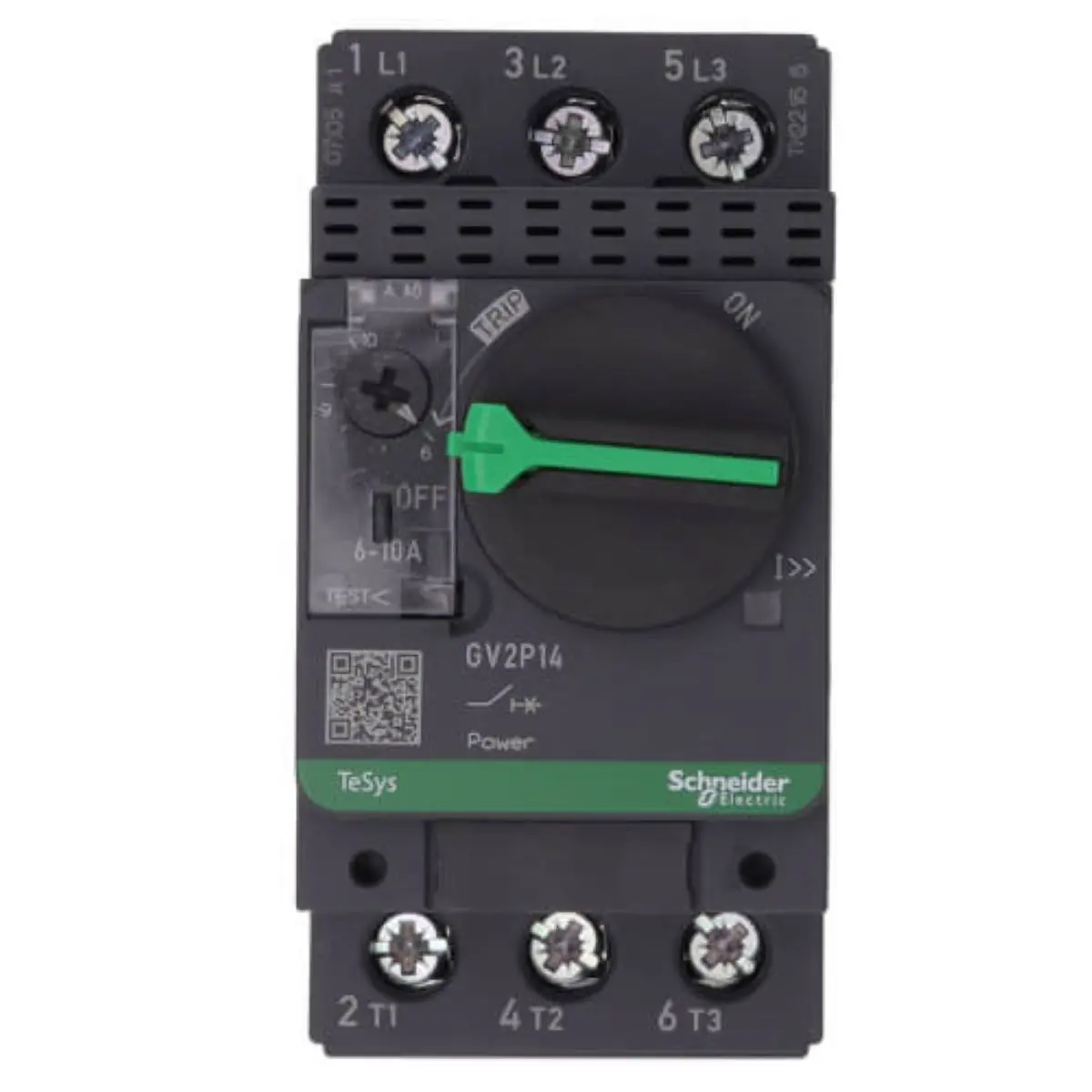 GV2-P14 GV2P14 Motor circuit breaker, TeSys GV2, 3P, 6-10 A, thermal magnetic, screw clamp terminals
GV2-P14 GV2P14 Motor circuit breaker, TeSys GV2, 3P, 6-10 A, thermal magnetic, screw clamp terminals