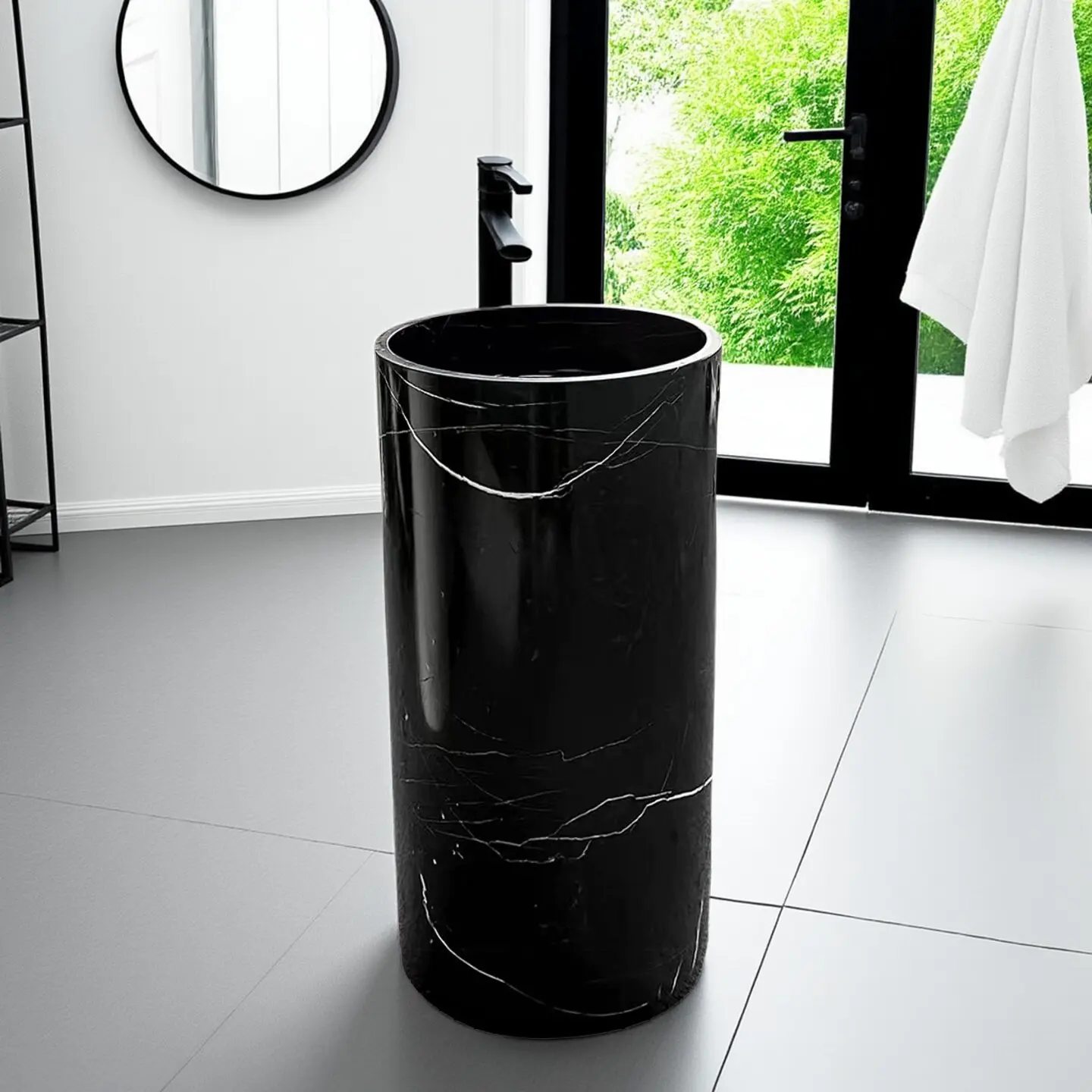 Напольная цилиндрическая раковина из натурального мрамора, большая колонная раковина для отелей, итальянский стиль для ванной комнаты
Напольная цилиндрическая раковина из натурального мрамора, большая колонная раковина для отелей, итальянский стиль для ванной комнаты