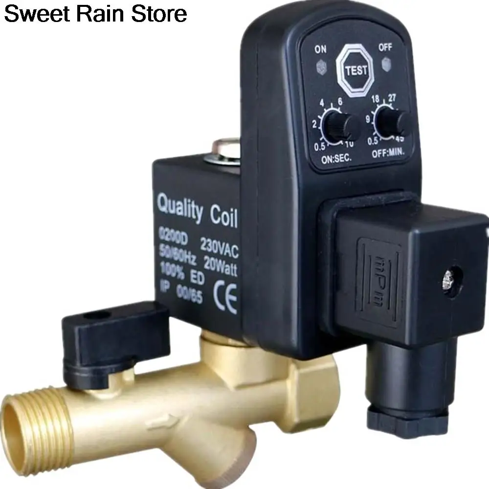 DC24V AC220V/380V 1/2" Automatic Timer Compressor Condensate Drain Timer Solenoid Valve
DC24V AC220V/380V 1/2" Automatic Timer Compressor Condensate Drain Timer Solenoid Valve