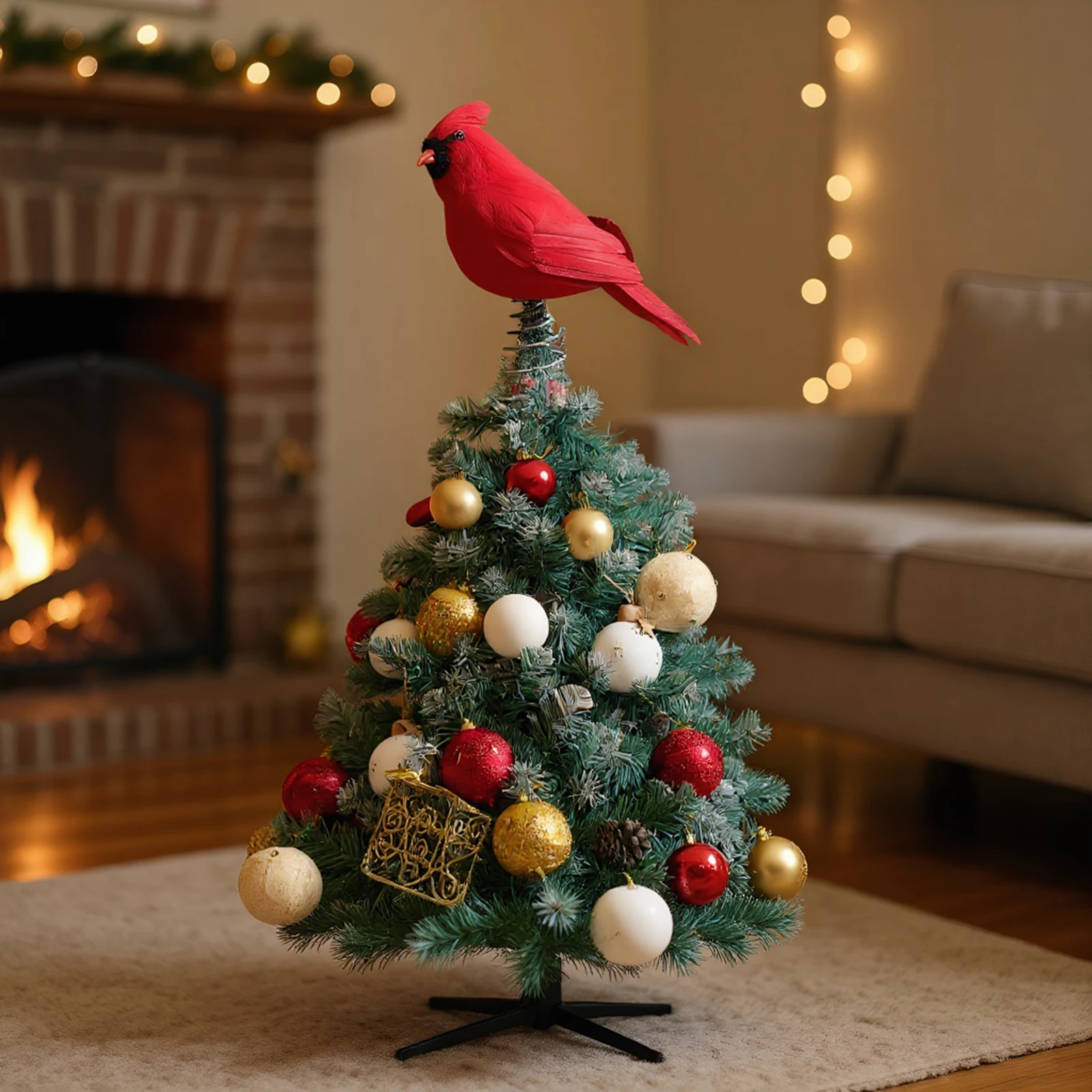 Red Cardinal Holiday Tree Decoration with Metal Spring Base Christmas Peacock Tree Topper 9.8inch for Holiday Party Decorations
Red Cardinal Holiday Tree Decoration with Metal Spring Base Christmas Peacock Tree Topper 9.8inch for Holiday Party Decorations