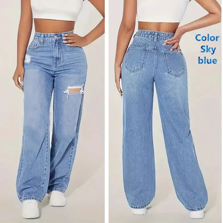 2025 Washed Ripped High-waisted Wide-leg Jeans. New Four Seasons Fashionable and Versatile Casual Floor-length Jeans for Women
2025 Washed Ripped High-waisted Wide-leg Jeans. New Four Seasons Fashionable and Versatile Casual Floor-length Jeans for Women