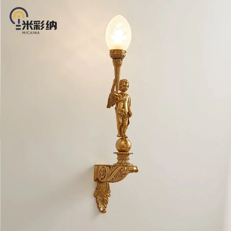 French style all-copper wall lamp luxury villa foyer angel lamp retro atmosphere European style living room lamp
French style all-copper wall lamp luxury villa foyer angel lamp retro atmosphere European style living room lamp