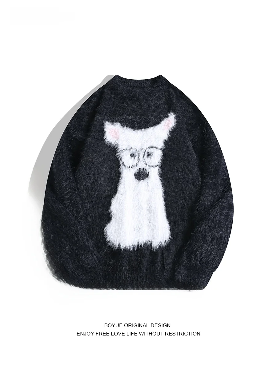 Мягкий свитер Boyue с милым мультяшным рисунком собаки, повседневный, круглый вырез, мужской вязаный свитер, модный, для ленивых, парный, зимний, теплый
Мягкий свитер Boyue с милым мультяшным рисунком собаки, повседневный, круглый вырез, мужской вязаный свитер, модный, для ленивых, парный, зимний, теплый