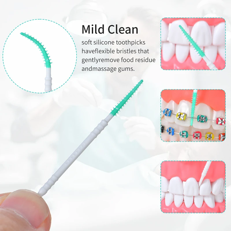 Wholesale 50pcs Double-end Interdental Brush Clean Between Teeth Extended Massage Disposable Silicone Toothpicks Brush
Wholesale 50pcs Double-end Interdental Brush Clean Between Teeth Extended Massage Disposable Silicone Toothpicks Brush