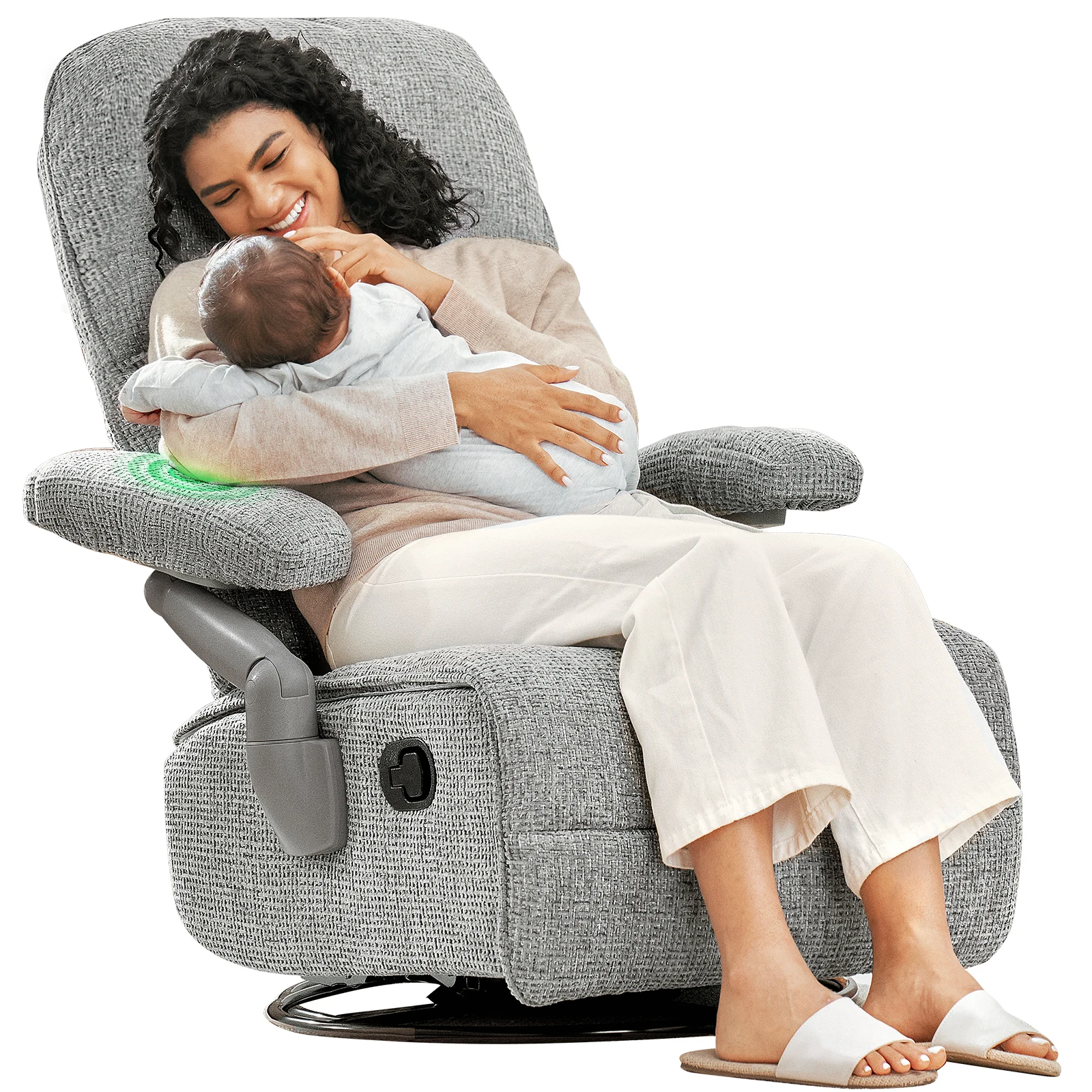 Lullacloud Swivel Rocker Recliner Chair, Adjustable Headrest & Armrests, Soft Glider Chair with Removable Cover for Living Room
Lullacloud Swivel Rocker Recliner Chair, Adjustable Headrest & Armrests, Soft Glider Chair with Removable Cover for Living Room