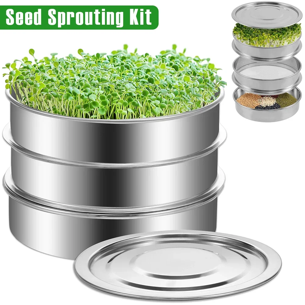 Seed Sprouting Kit Stainless Steel Mesh Sprouting Trays Stackable Bean Sprouts Grow Kit Reusable Beans Pea Seed Planting Tools
Seed Sprouting Kit Stainless Steel Mesh Sprouting Trays Stackable Bean Sprouts Grow Kit Reusable Beans Pea Seed Planting Tools
