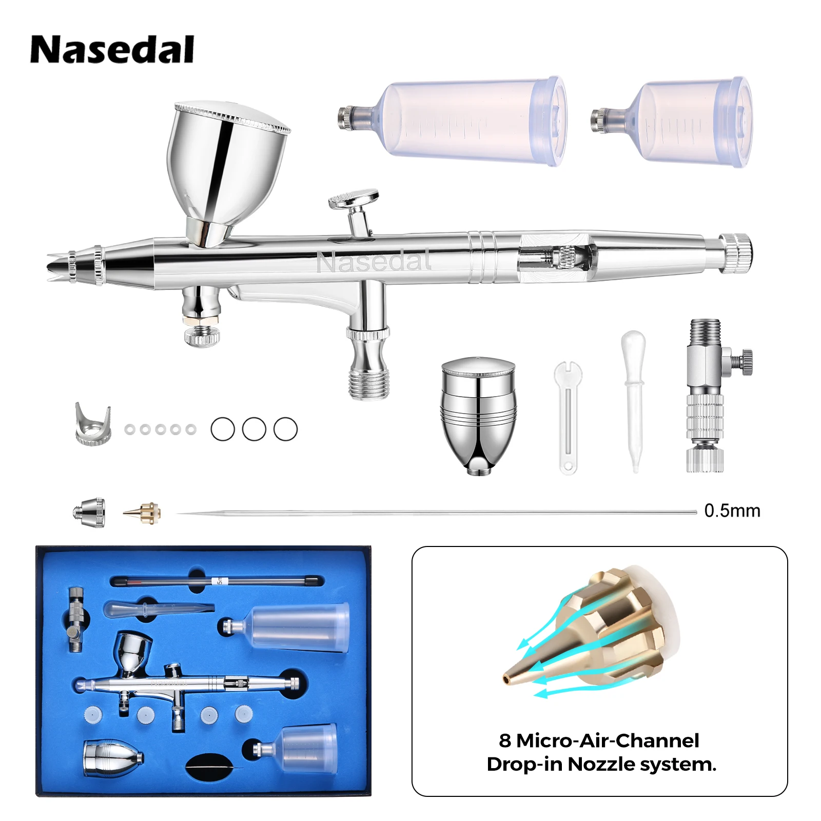 Nasedal Airbrush Kit Drop-in Nozzle Air Brush Dual-Action Painting Model Coloring Tool for DIY Makeup Cake Decor Nail NT-268K
Nasedal Airbrush Kit Drop-in Nozzle Air Brush Dual-Action Painting Model Coloring Tool for DIY Makeup Cake Decor Nail NT-268K