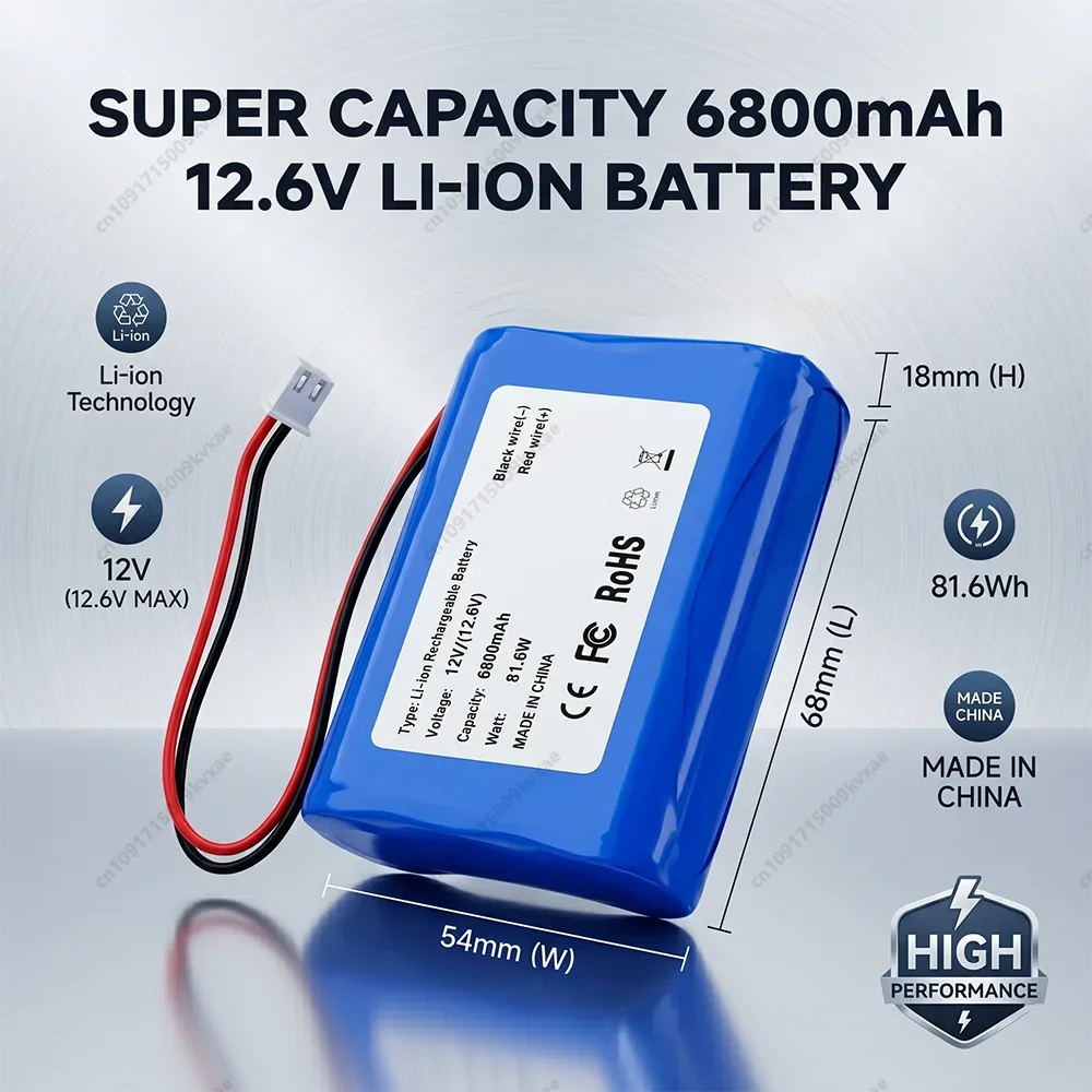 Built-in BMS 18650 Lithium Battery Pack 12V 3S1P 6800mAh Power Bank for GPS Universal Devices Flashlight Speakers
Built-in BMS 18650 Lithium Battery Pack 12V 3S1P 6800mAh Power Bank for GPS Universal Devices Flashlight Speakers