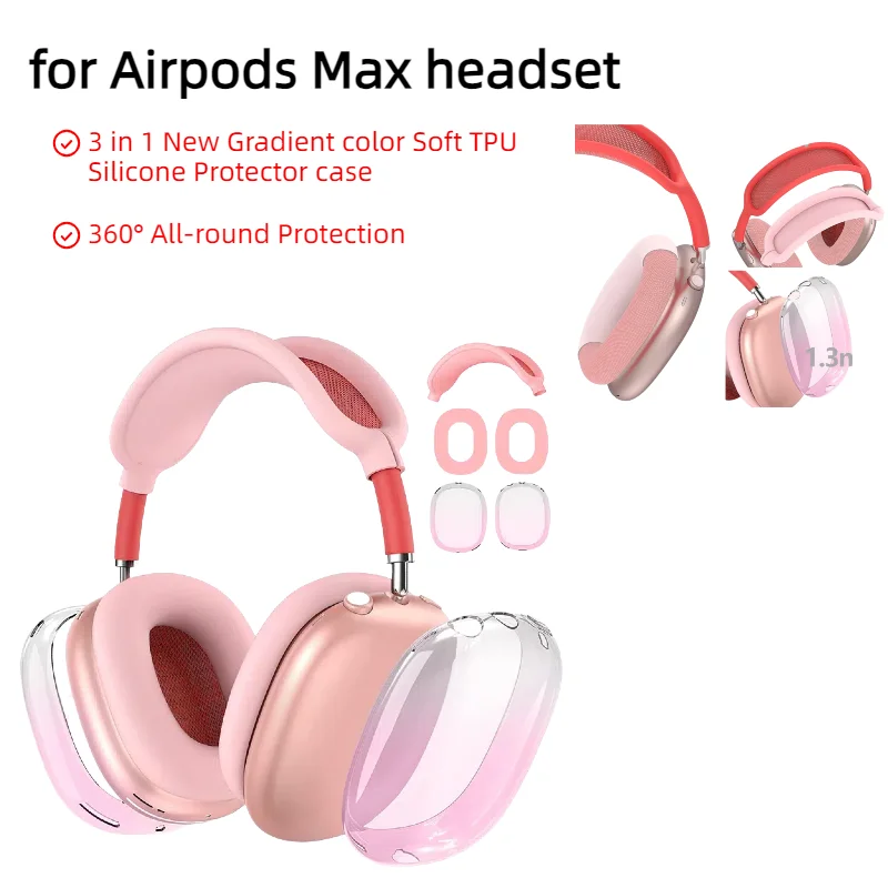 3 in 1 Gradient color Soft TPU Silicone Protector case for Airpods Max headset Soft and skin friendly 360° All-round Protection
3 in 1 Gradient color Soft TPU Silicone Protector case for Airpods Max headset Soft and skin friendly 360° All-round Protection