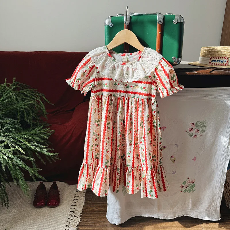 Children's Cartoon Print Lace Trim Dress for Girls2026Summer style fresh and simple short-sleeved princess dress
Children's Cartoon Print Lace Trim Dress for Girls2026Summer style fresh and simple short-sleeved princess dress