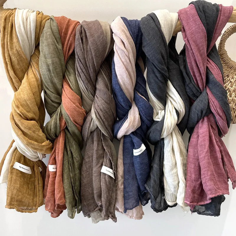 New Vintage Pleated Women's Scarves Double Color Thin Soft Scarf Air Condition Shawl Spring Autumn Unisex Clothes Accessory
New Vintage Pleated Women's Scarves Double Color Thin Soft Scarf Air Condition Shawl Spring Autumn Unisex Clothes Accessory
