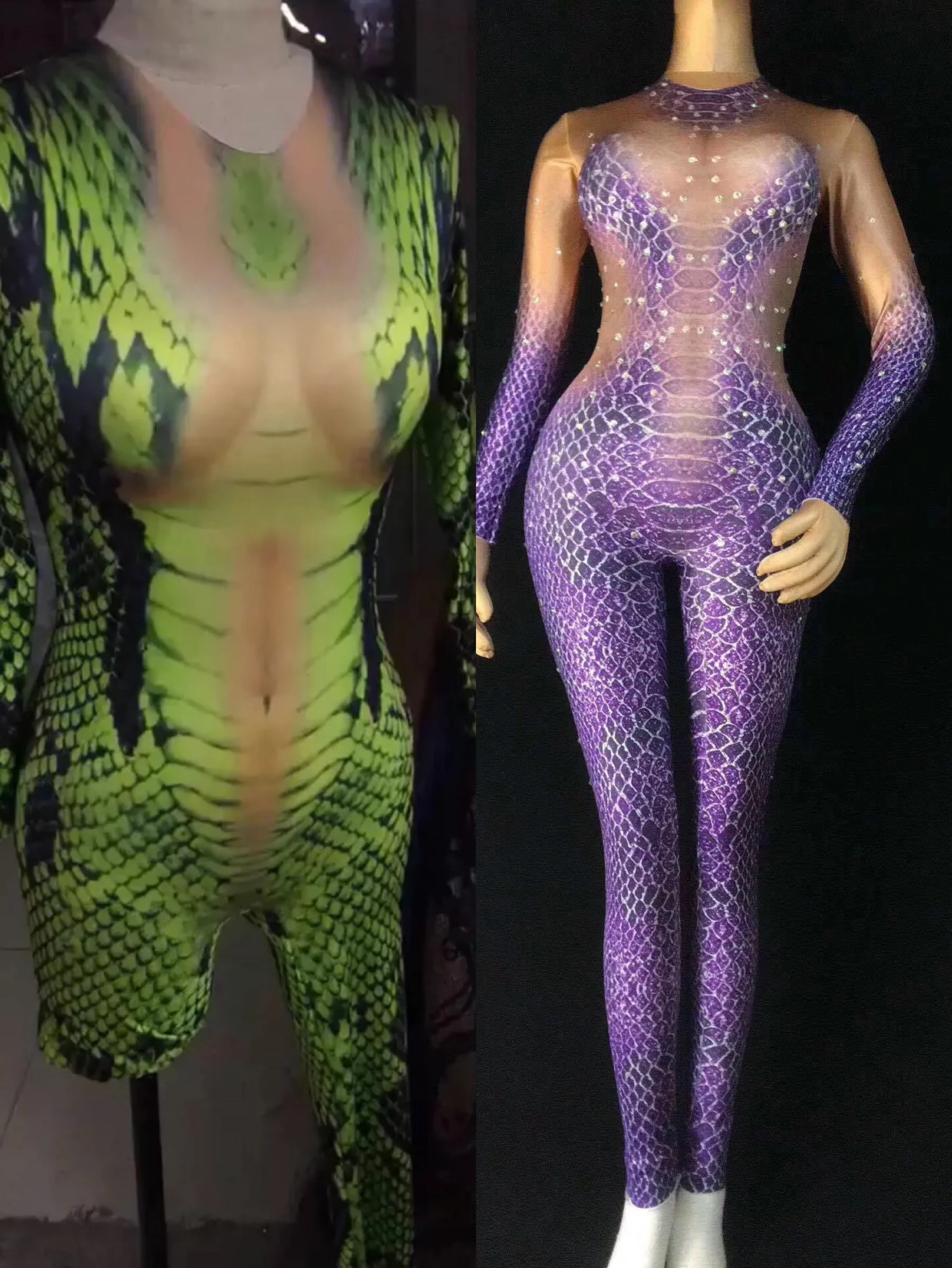 Stage Wear Women Halloween 3D Printed Green Snake For Costume DJ Singers Jumpsuit Bling Bodysuit Celebrate Performance Clothing
Stage Wear Women Halloween 3D Printed Green Snake For Costume DJ Singers Jumpsuit Bling Bodysuit Celebrate Performance Clothing