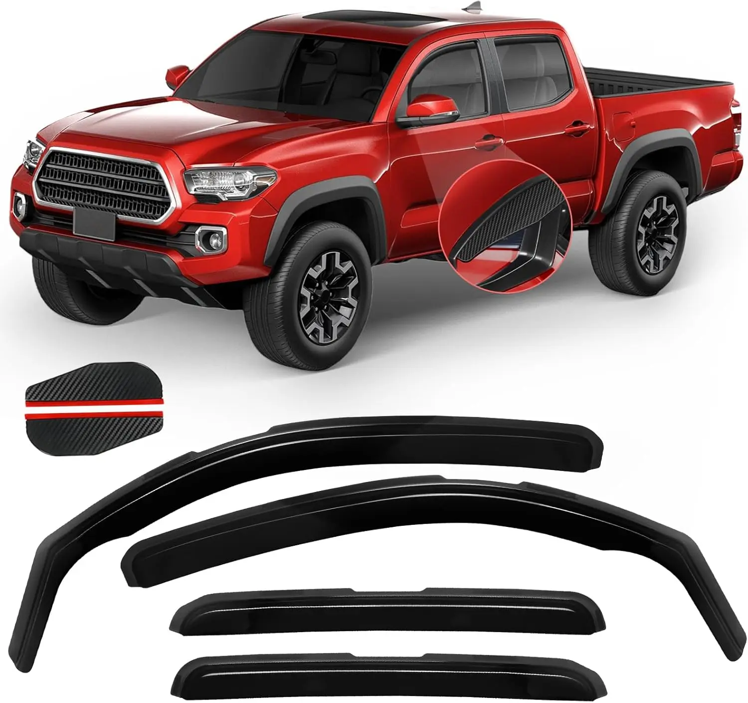 Rain Guards for Tacoma 2005-2015 Double Cab, 4PCS Side Window Deflectors, Vent Visors, In-Channel Design, Durable Acrylic
Rain Guards for Tacoma 2005-2015 Double Cab, 4PCS Side Window Deflectors, Vent Visors, In-Channel Design, Durable Acrylic