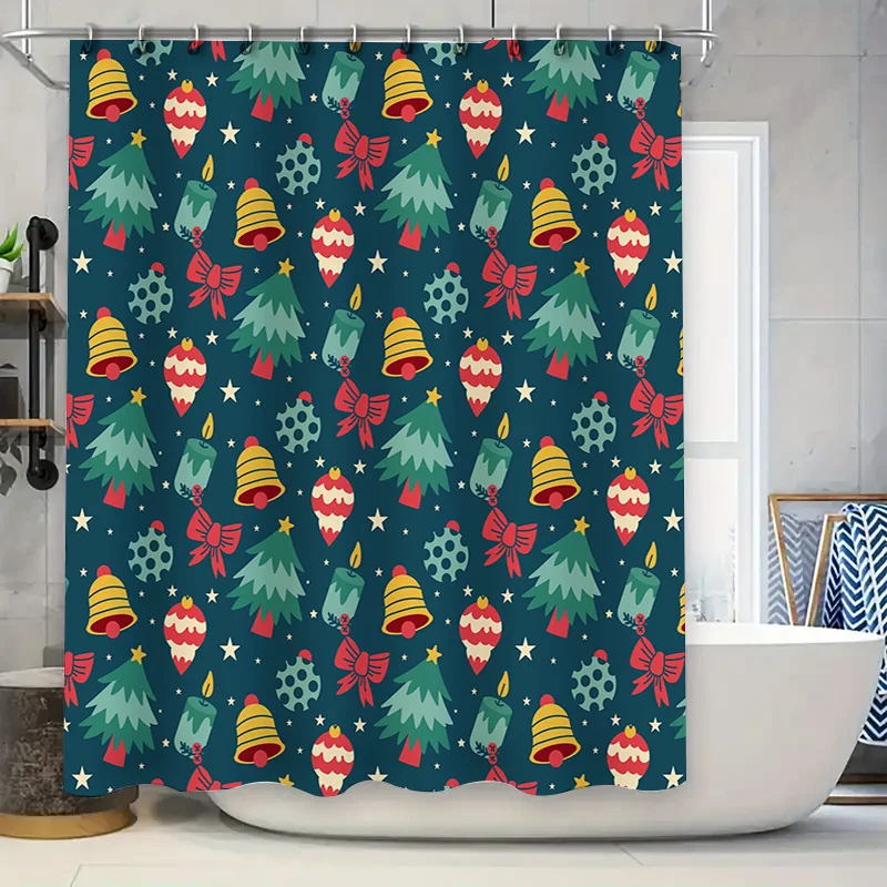 Christmas Decorations Shower CurtainFestive Trees, Ornaments Candles Blue Green Red White Pattern Waterproof Home Bathroom Bathi
Christmas Decorations Shower CurtainFestive Trees, Ornaments Candles Blue Green Red White Pattern Waterproof Home Bathroom Bathi