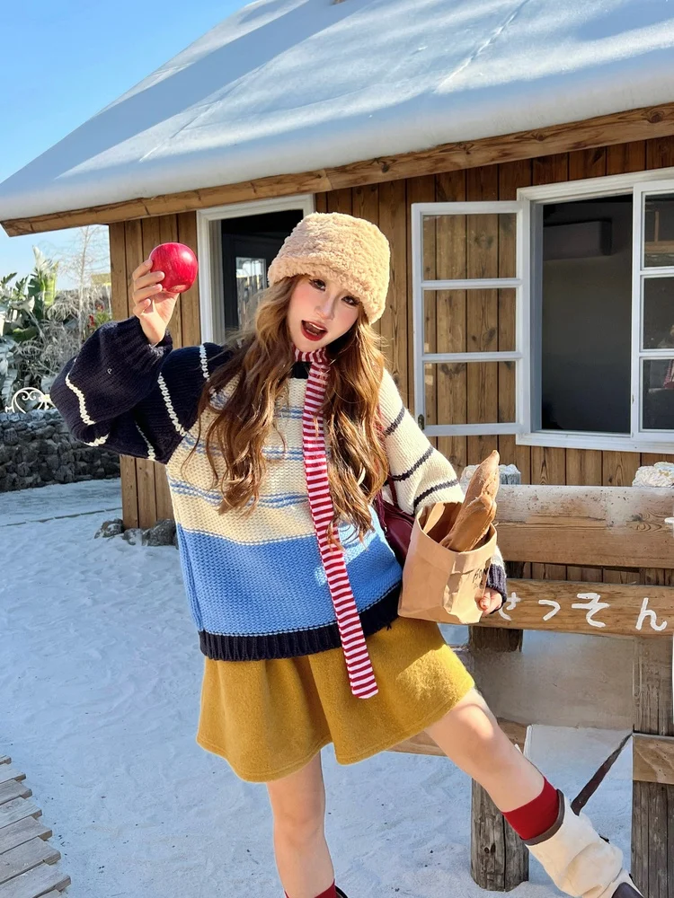 NiiDaily Knitted Sweater Yellow Fungus Light Warm Color Colion Stripe Design Duling Sve round Ne Wool Blend Sprin...
NiiDaily Knitted Sweater Yellow Fungus Light Warm Color Colion Stripe Design Duling Sve round Ne Wool Blend Sprin...