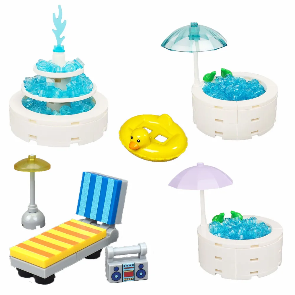 DIY City Park Fountain Model Building Blocks Set MOC Swim Ring Assemble Swimming Pool Water Statue Bricks Set
DIY City Park Fountain Model Building Blocks Set MOC Swim Ring Assemble Swimming Pool Water Statue Bricks Set