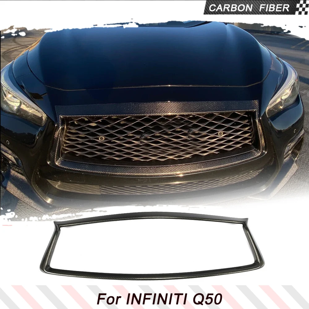 Передняя гоночная решетка из настоящего углеродного волокна для Infiniti Q50 Q50S 2018-2023, передний бампер автомобиля, решетка, контурная накладка, накладка
Передняя гоночная решетка из настоящего углеродного волокна для Infiniti Q50 Q50S 2018-2023, передний бампер автомобиля, решетка, контурная накладка, накладка