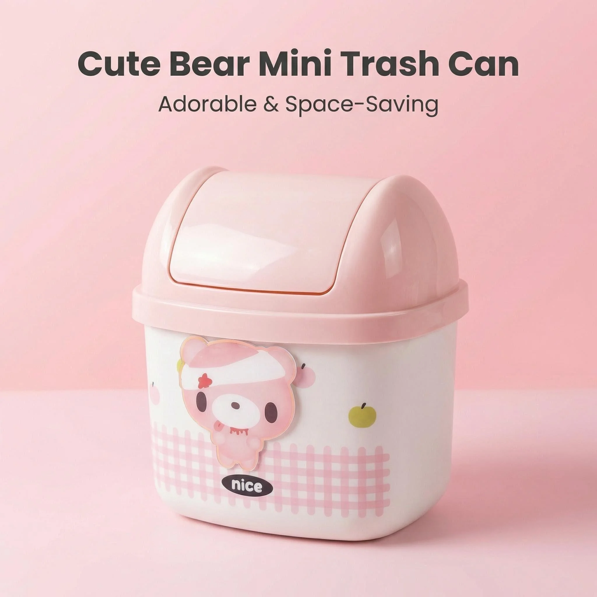 Cute Pink Bear Desktop Trash Can with Flip Lid, Mini Kawaii Waste Bin for Office Desk, Bedroom, Car, Portable Small Trash Contai
Cute Pink Bear Desktop Trash Can with Flip Lid, Mini Kawaii Waste Bin for Office Desk, Bedroom, Car, Portable Small Trash Contai