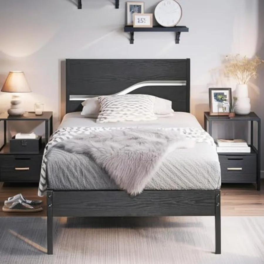 Size Bed Frame with Wood Headboard, Heavy-Duty Metal Slats Support, Easy Assembly, No Box Spring Needed
Size Bed Frame with Wood Headboard, Heavy-Duty Metal Slats Support, Easy Assembly, No Box Spring Needed