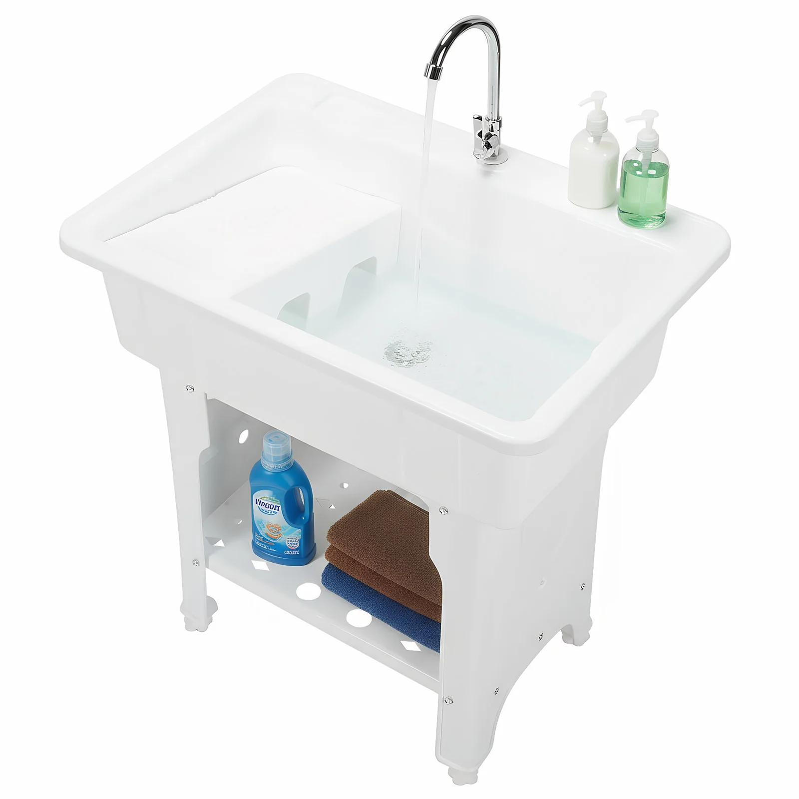 Freestanding Utility Sink W/ Washboard & Faucet Minimalist Dishwashing Sink Multi-Purpose for Room Basement Garage
Freestanding Utility Sink W/ Washboard & Faucet Minimalist Dishwashing Sink Multi-Purpose for Room Basement Garage