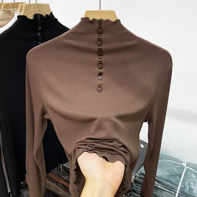 Simplicity Button Patchwork Casual Pullovers Top Spring Autumn Long Sleeve Solid Fashion Bottoming Shirt Vintage Women Clothing
Simplicity Button Patchwork Casual Pullovers Top Spring Autumn Long Sleeve Solid Fashion Bottoming Shirt Vintage Women Clothing