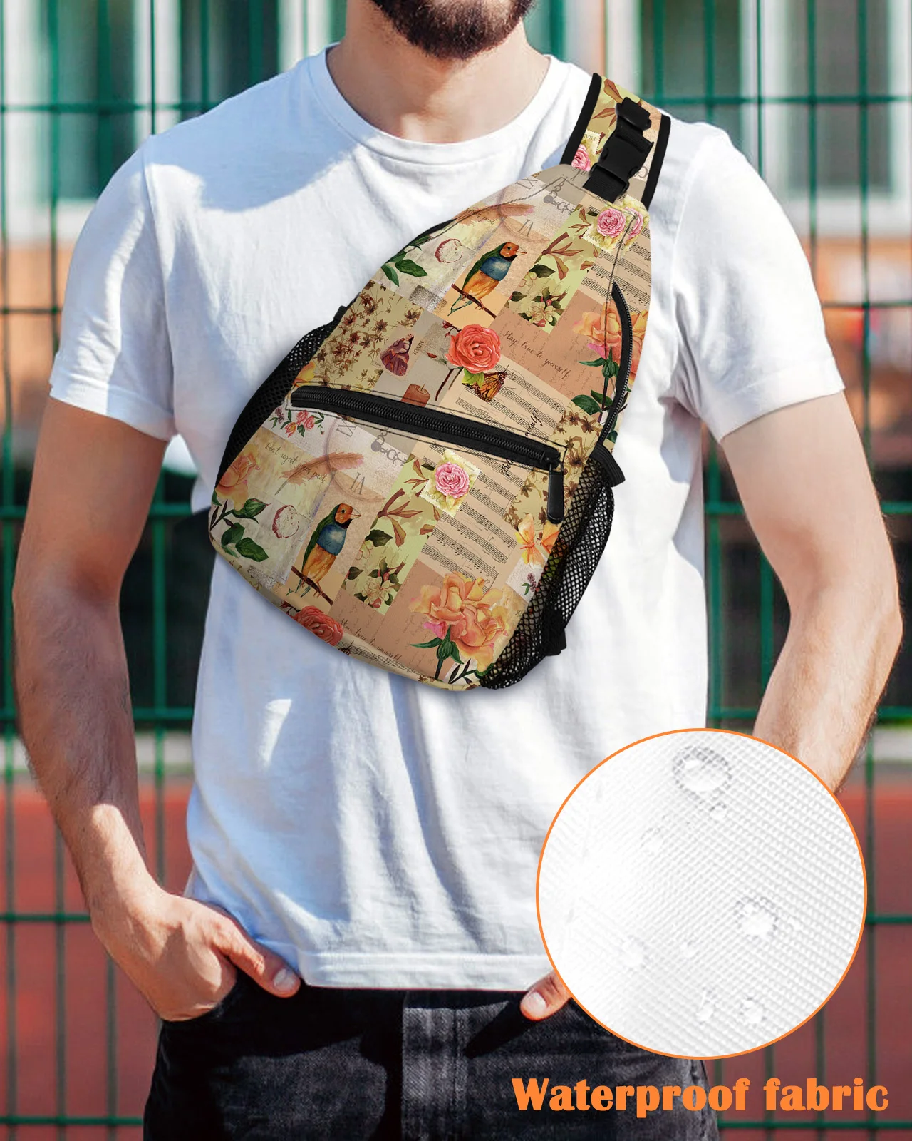 Retro Sheet Music Flower Bird Chest Bag for Man Women Casual Crossbody Bag Travel Shoulder Bag Large Capacity Sling Bag
Retro Sheet Music Flower Bird Chest Bag for Man Women Casual Crossbody Bag Travel Shoulder Bag Large Capacity Sling Bag