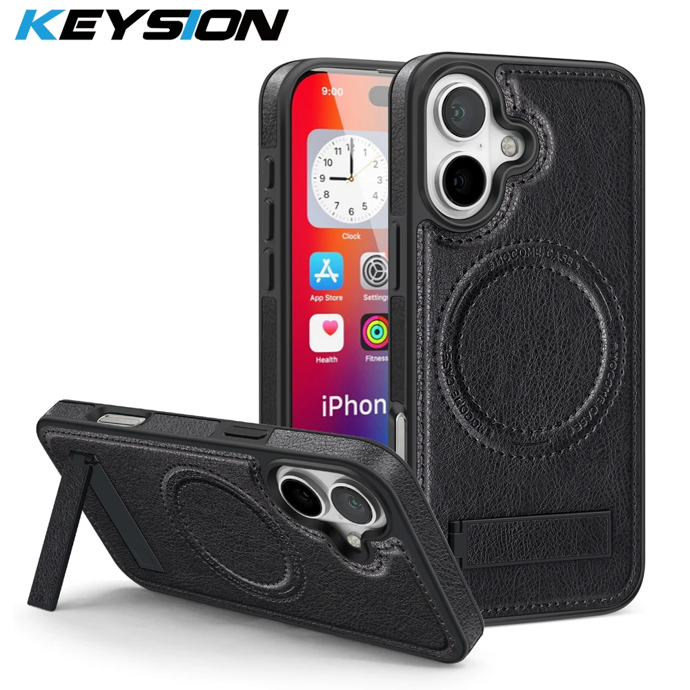 KEYSION Luxuxy PU Leather Magnetic Case for MagSafe for iPhone 16 Plus 15 Kickstand Shockproof Phone Cover for iPhone 15 16 Plus
KEYSION Luxuxy PU Leather Magnetic Case for MagSafe for iPhone 16 Plus 15 Kickstand Shockproof Phone Cover for iPhone 15 16 Plus