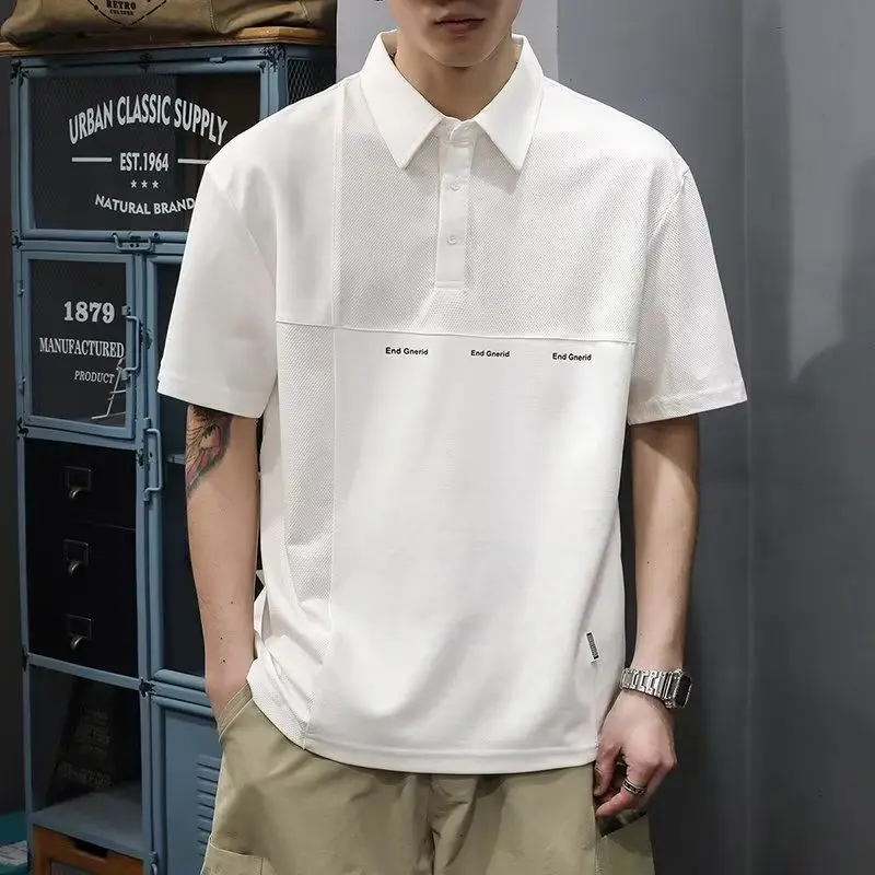 Fashion Letter Printed Polo Shirts Summer Casual Spliced Men's Clothing Polo-Neck Loose Button All-match Short Sleeve T-shirts
Fashion Letter Printed Polo Shirts Summer Casual Spliced Men's Clothing Polo-Neck Loose Button All-match Short Sleeve T-shirts