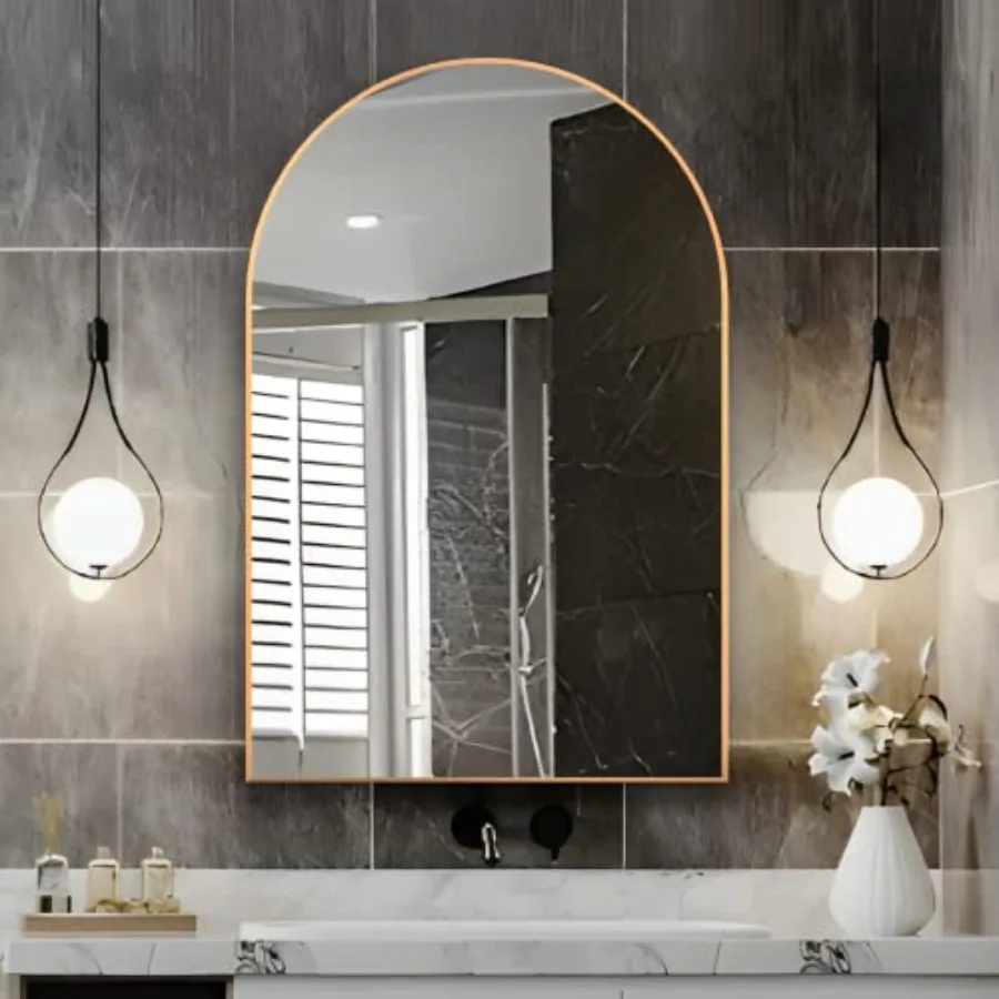 Arched Wall Mirror for Bathroom, 20"x30" Arched Mirror Wall Mounted Mirror with Metal Frame, Vanity Mirror Decor for Mantle, Be
Arched Wall Mirror for Bathroom, 20"x30" Arched Mirror Wall Mounted Mirror with Metal Frame, Vanity Mirror Decor for Mantle, Be