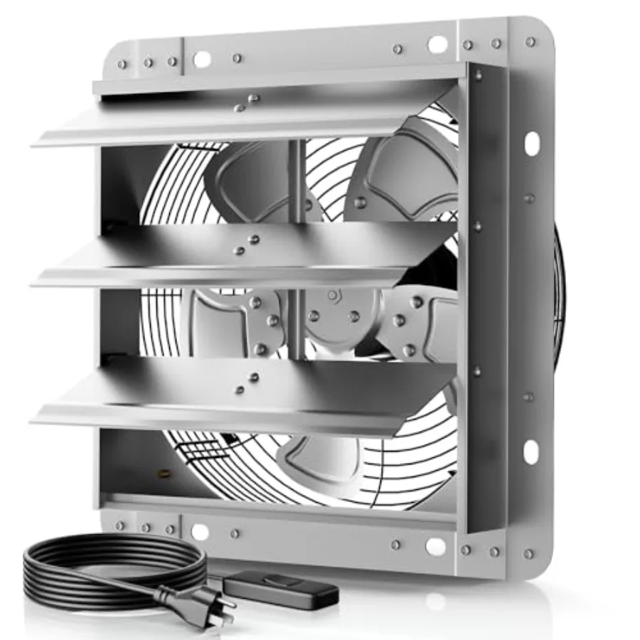 12 Inch Shutter Exhaust Fan Automatic Shutter with ON/OFF Switch 1430 CFM High-Speed Vent Fan 1400 RPM Wall Mounted Attic Fan f
12 Inch Shutter Exhaust Fan Automatic Shutter with ON/OFF Switch 1430 CFM High-Speed Vent Fan 1400 RPM Wall Mounted Attic Fan f