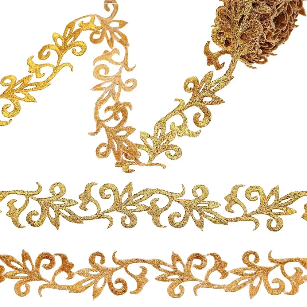 Gold Embroidery Lace Trim Ribbon 4.4 Yards Iron on Metallic Flower Lace Applique for Sewing Repair Dress Hats Accessories Dec
Gold Embroidery Lace Trim Ribbon 4.4 Yards Iron on Metallic Flower Lace Applique for Sewing Repair Dress Hats Accessories Dec