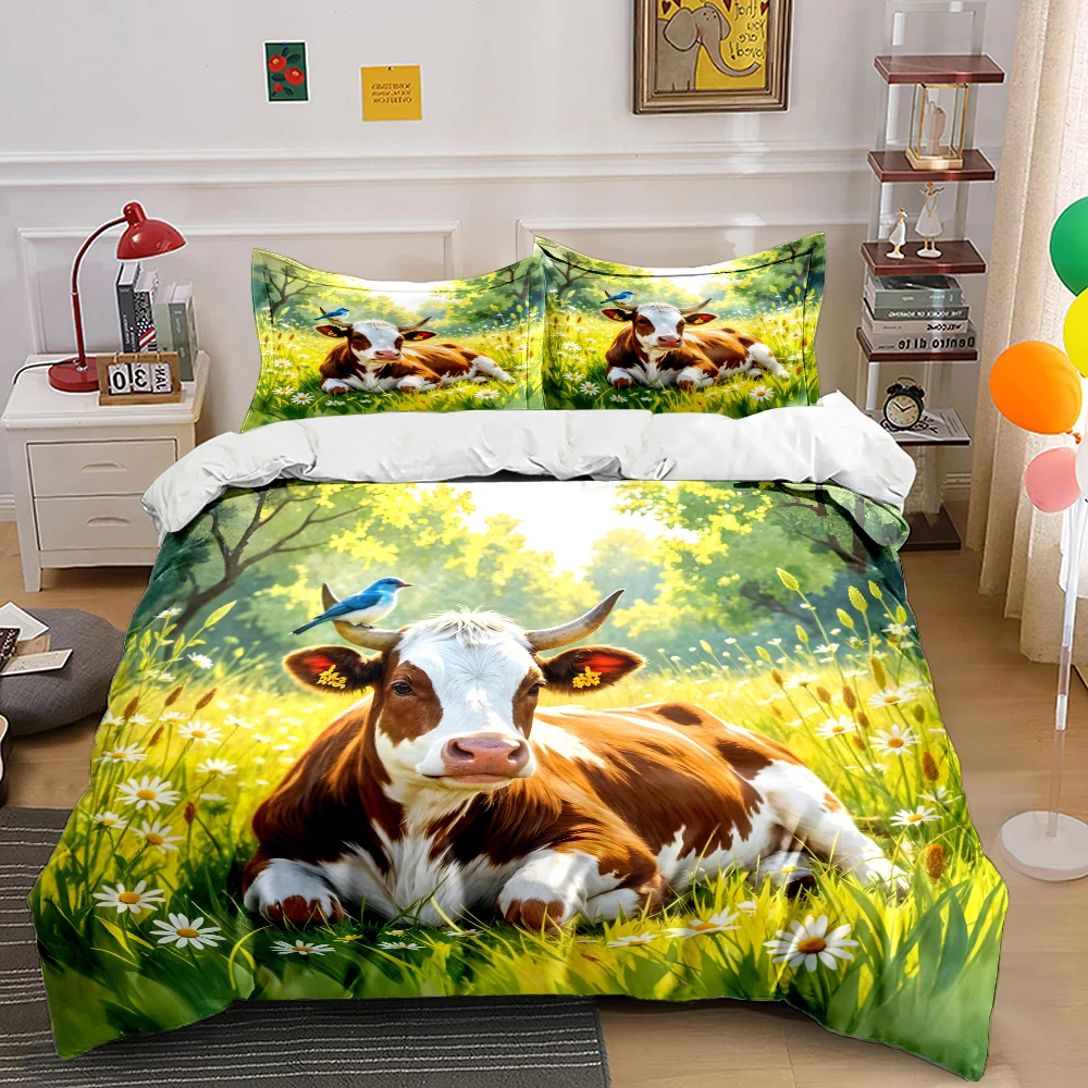 Pastoral scene with cow and bird Print Soft Comfortable Duvet Cover Bedding Set Included 1*Duvet Cover 2*Pillowcases
Pastoral scene with cow and bird Print Soft Comfortable Duvet Cover Bedding Set Included 1*Duvet Cover 2*Pillowcases