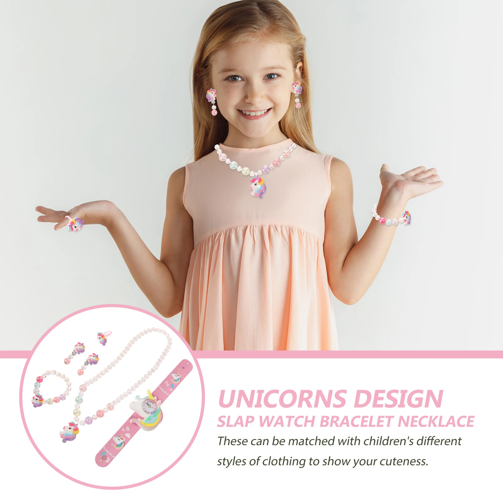 Fashionable Unicorn Silicone Jewelry Set Snap Ring Bracelet Necklace Earrings Watch Girls Age 4 7 Child Gifts Party Favors
Fashionable Unicorn Silicone Jewelry Set Snap Ring Bracelet Necklace Earrings Watch Girls Age 4 7 Child Gifts Party Favors