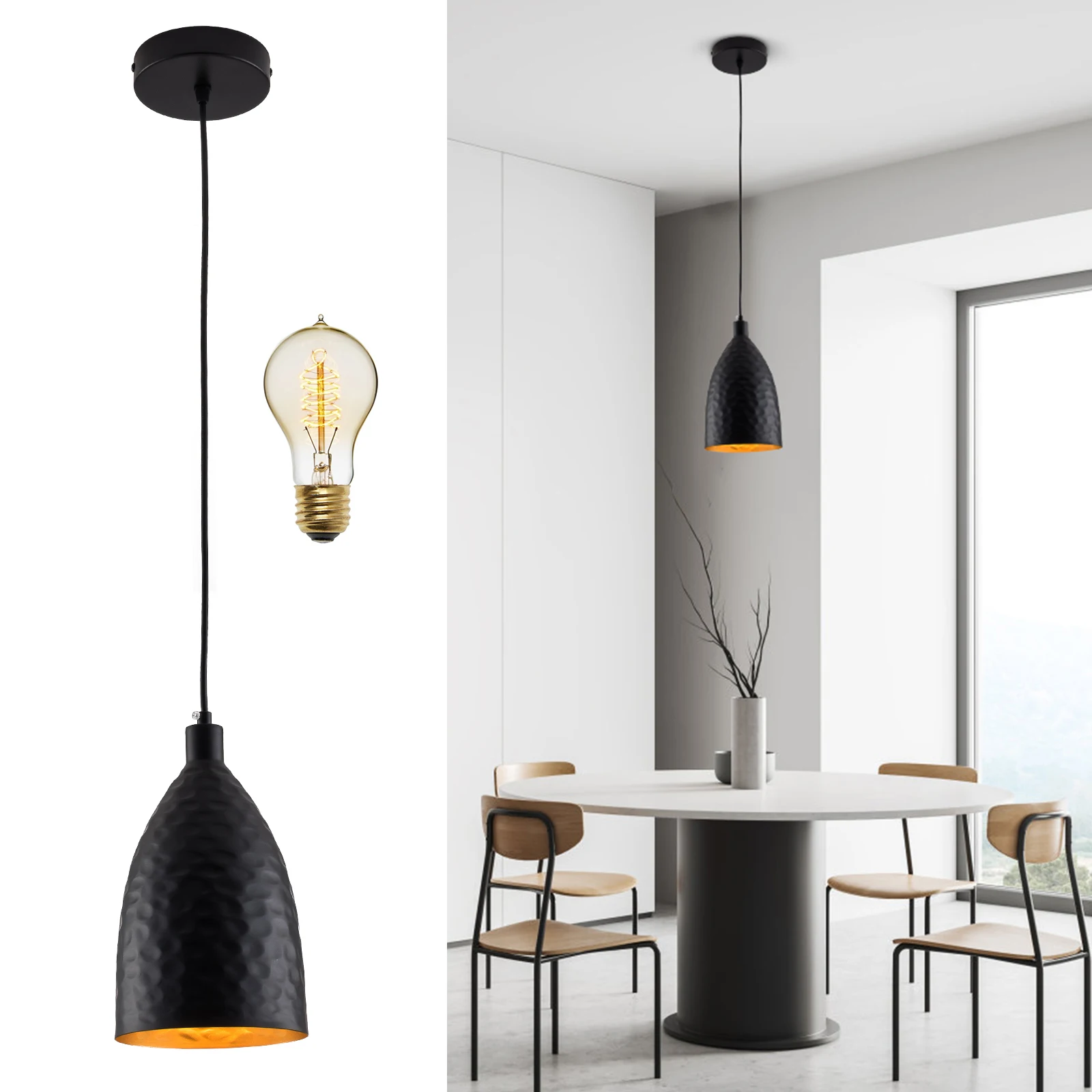 Industrial Hanging Pendant Light Metal, 5.9" Adjustable Cord Ceiling Lamp E26 Base for Dining Room Bar Retro
Industrial Hanging Pendant Light Metal, 5.9" Adjustable Cord Ceiling Lamp E26 Base for Dining Room Bar Retro