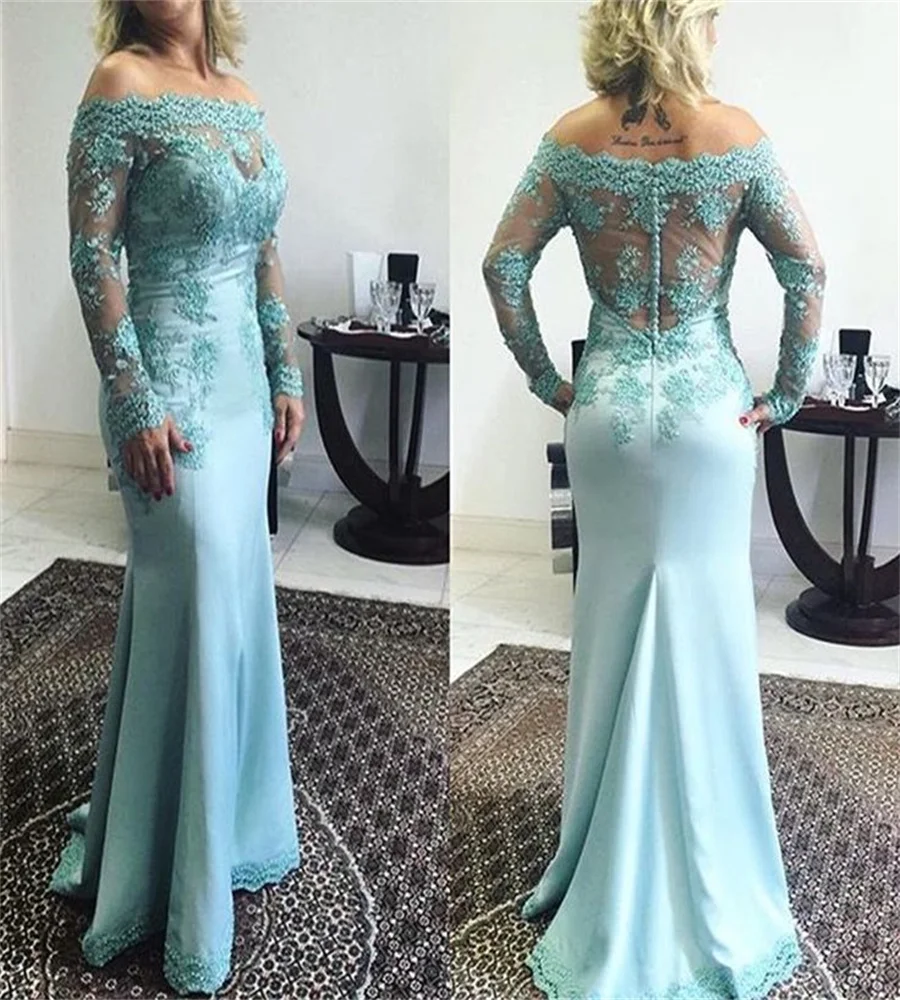 Blue Elegant Mother Of The Bride Dress 2023 Off Soulders Mermaid Lace Wedding Guest Wear Long Sleeve Mom Evening Party Gowns
Blue Elegant Mother Of The Bride Dress 2023 Off Soulders Mermaid Lace Wedding Guest Wear Long Sleeve Mom Evening Party Gowns