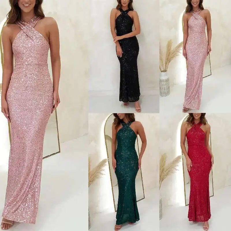 2025 New Fashion Multi Color Hanging Neck Sleeveless Sequin Dress Bead Dress Prom 2025 Summer Dress Robe Vestido Women Party
2025 New Fashion Multi Color Hanging Neck Sleeveless Sequin Dress Bead Dress Prom 2025 Summer Dress Robe Vestido Women Party