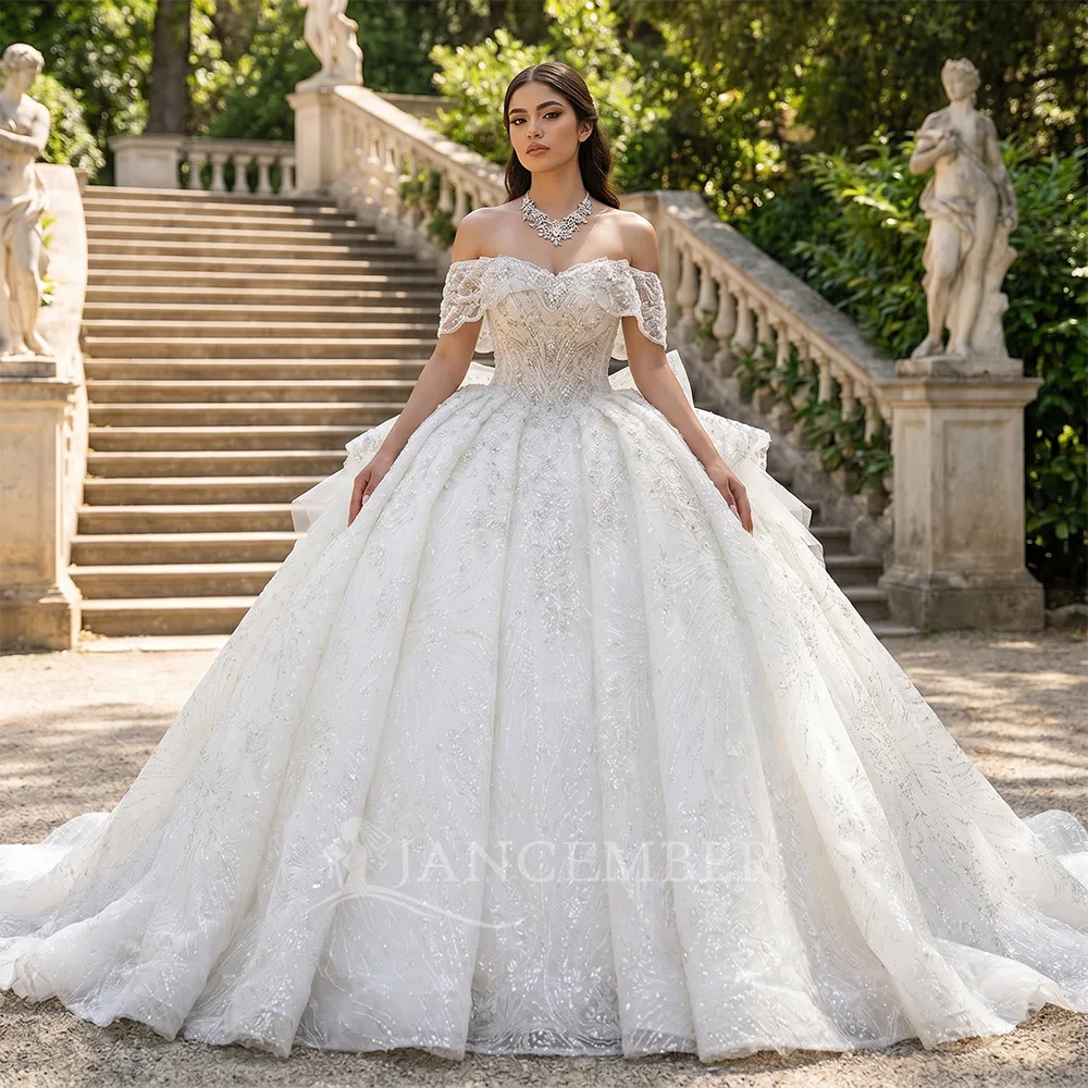 Princess Wedding Dress With Bow Short Sleeves Beaded Court Train Ball Bridal Gowns Scoop Customized vestidos de novia boda
Princess Wedding Dress With Bow Short Sleeves Beaded Court Train Ball Bridal Gowns Scoop Customized vestidos de novia boda