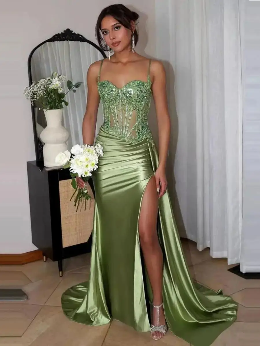 Green Strapless Long Split Evening Gown Adult Ball Dress 2025 New Style Small Train Polyester Material mid Waist Gown
Green Strapless Long Split Evening Gown Adult Ball Dress 2025 New Style Small Train Polyester Material mid Waist Gown